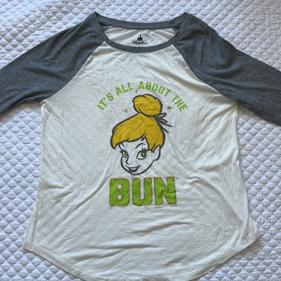 Disney Gray and White Long Sleeve Tee with Tinkerbell - Picture 3 of 4
